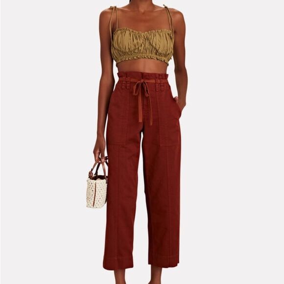 A.L.C. Augusta Belted Paperbag Cargo Pants Red-Drk Size 6 - Picture 1 of 12